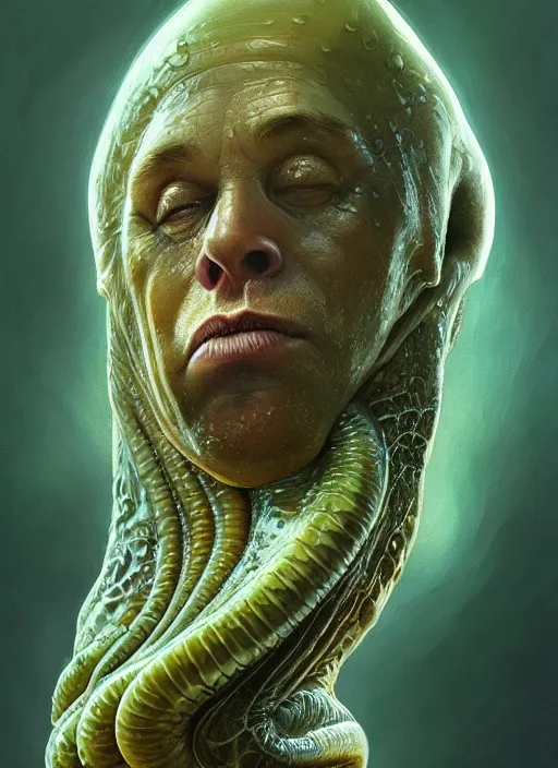 Prompt: elon musk as slimy mollusk, drool, character concept, intricate, elegant, highly detailed, digital painting, artstation, concept art, wallpaper, smooth, sharp focus, illustration, art by h. r. giger and artgerm and greg rutkowski and alphonse mucha