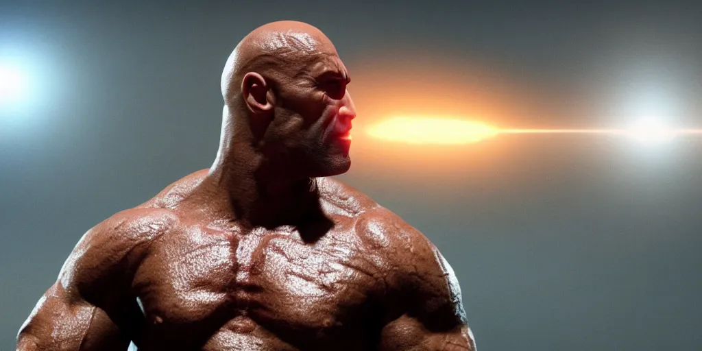 Prompt: a film cgi render of the rock as a superhero god with a glowing W on his suite in the style of waya Steurbaut entertainment, 8K CGI render by cgeek, cinematic, detailed 8K, inspiring, full body camera shot