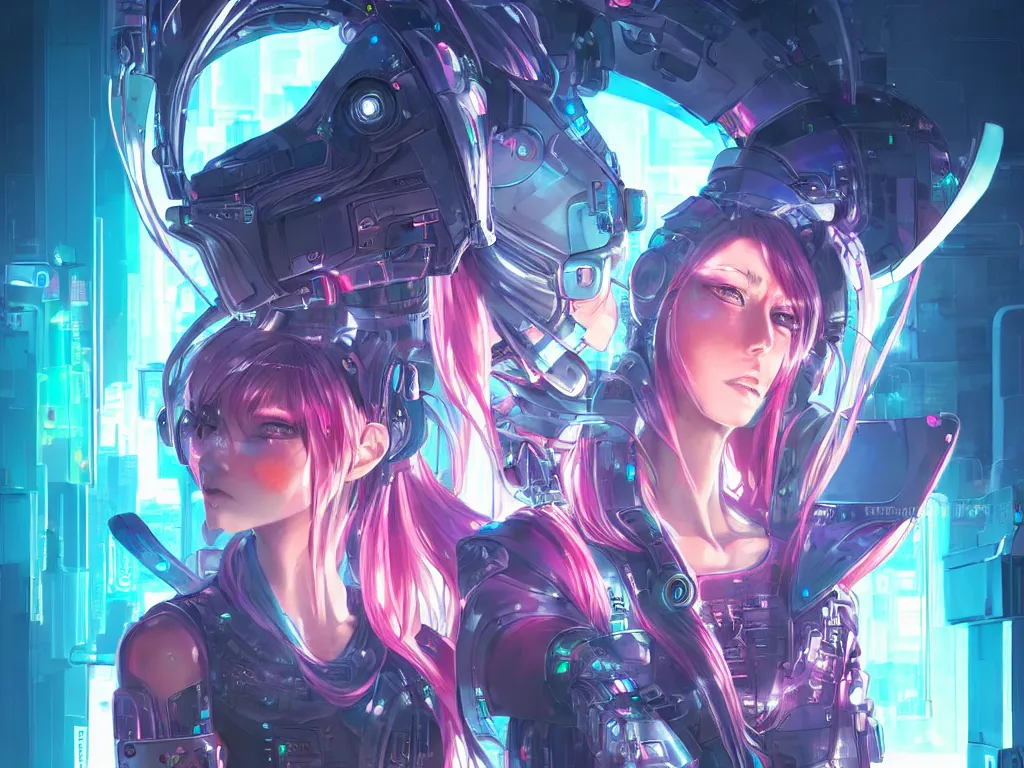 Prompt: portrait anime visual futuristic female cyber warrior, on cyberpunk neon light tokyo rooftop, ssci - fi and fantasy, intricate and very beautiful, concept art, smooth, illustration, art by rossdraws and taekwon kim / a - rang, luxearte and liya nikorov and rongzhen luo
