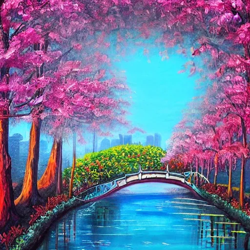 Image similar to Extraordinary beautiful city of the future in harmony with nature. Beautiful detailed painting by Lurid. (2022)