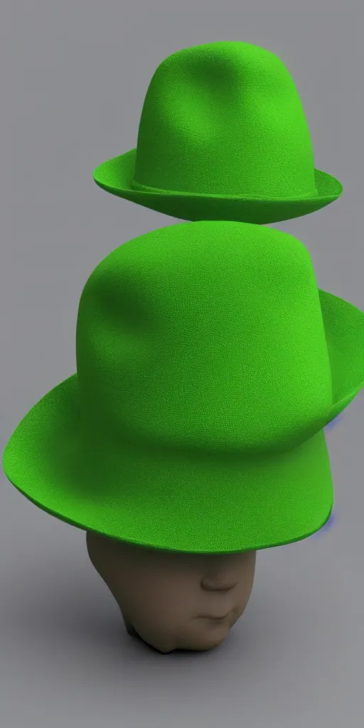 Prompt: plushie toy light green playpus in fedora, 3D-Render, realistic