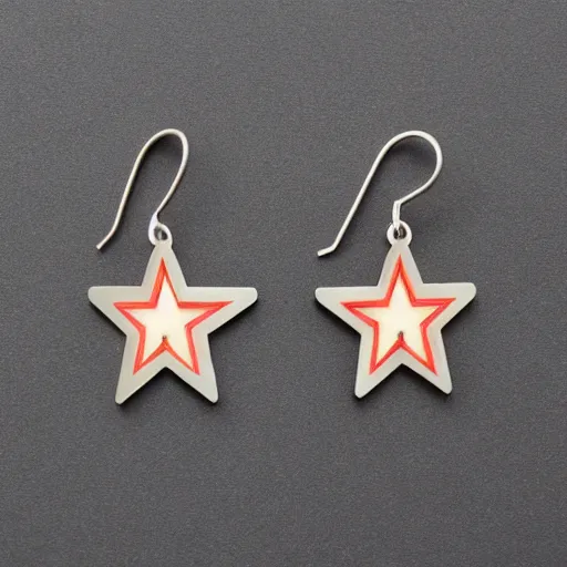 Prompt: segmented 2d laser cut earrings, star trek