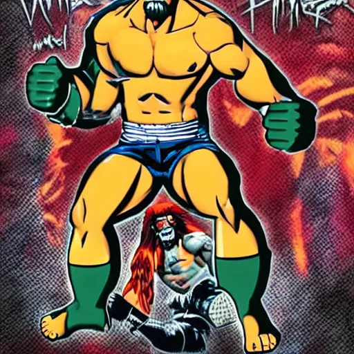 Prompt: the ultimate warrio wrestling hulk hogan