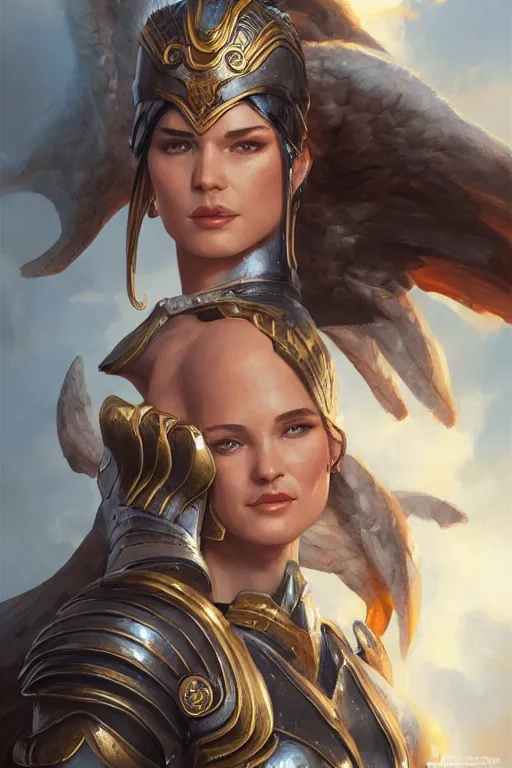 Image similar to amazon valkyrie athena, d & d, fantasy, portrait, highly detailed, headshot, digital painting, trending on artstation, concept art, sharp focus, illustration, art by artgerm and greg rutkowski and magali villeneuve