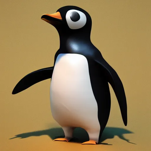 Prompt: a penguin wearing a suit , concept art, trending on artstation 3D.