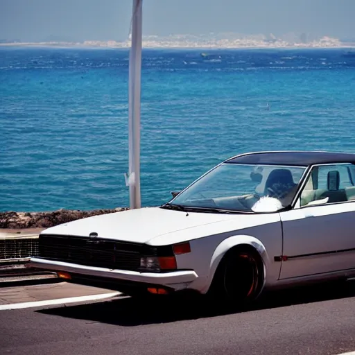 Image similar to bosozoku car in front of the Mediterranean coast