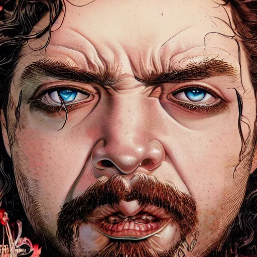 Prompt: portrait closeup of crazy post malone, symmetrical, by yoichi hatakenaka, masamune shirow, josan gonzales and dan mumford, ayami kojima, takato yamamoto, barclay shaw, karol bak, yukito kishiro