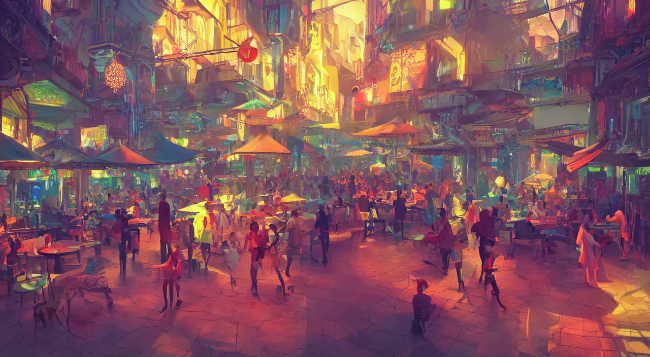 Image similar to bazaar zouk oriantal multicolorful sky shine place mosquet painting stylized digital video game icon global illumination ray tracing 8 k hd resolution, by ilya kuvshinov and cushart krentz and gilleard james