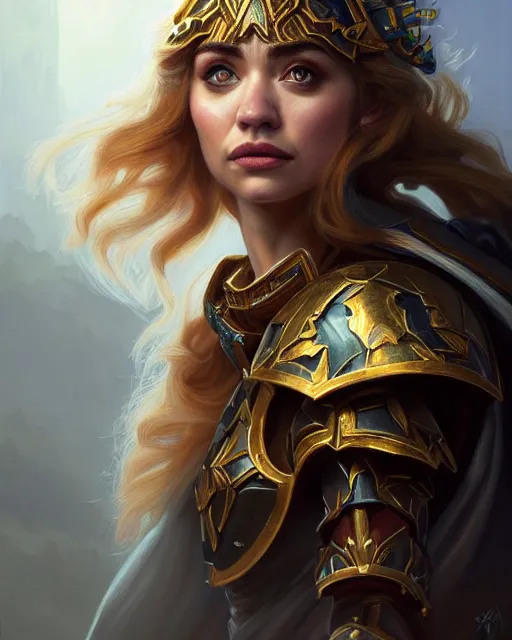 portrait of imogen poots as a warhammer paladin, fire | Stable ...