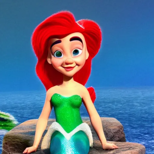 Prompt: Sajid Javid as (Ariel The Little Mermaid), Disney cartoon, tail fin