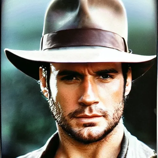 Image similar to Polaroid image of Henry Cavill as Indiana Jones