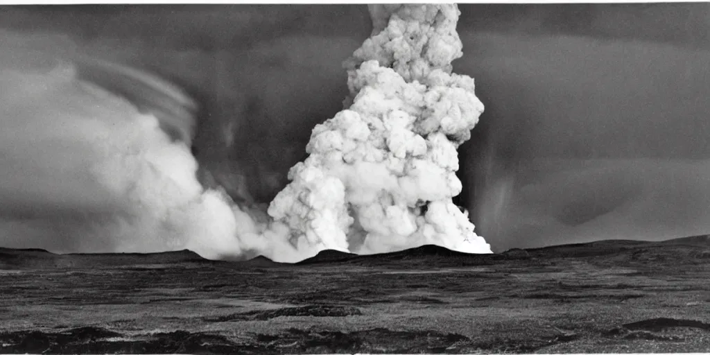 Image similar to A sebastiao salgado photograph of an Icelandic volcano violently erupting into space, a single stream of lava launching into the sky, the lava becomes lightning