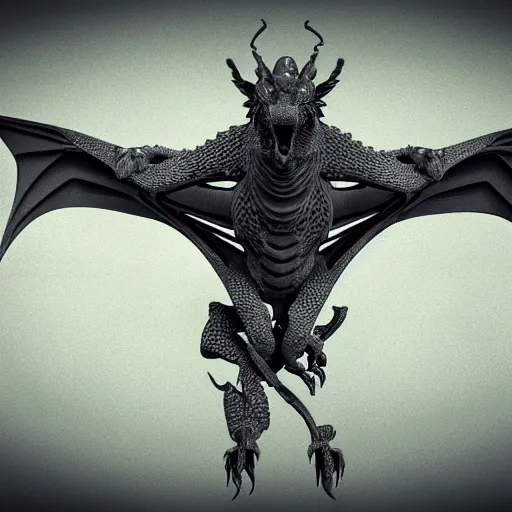 Image similar to wireframe render of a dragon