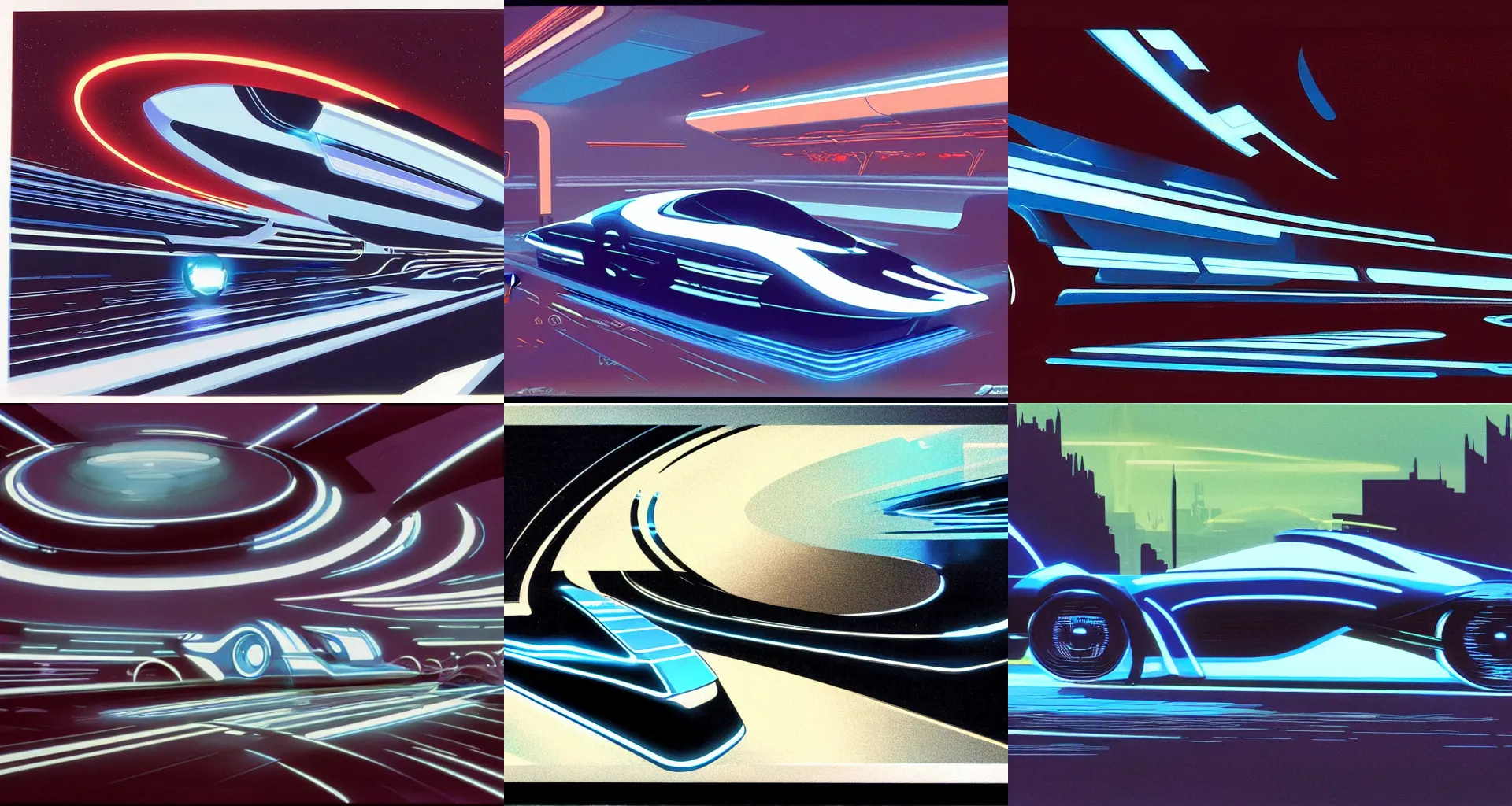 Prompt: light cycle from Tron, by Syd Mead