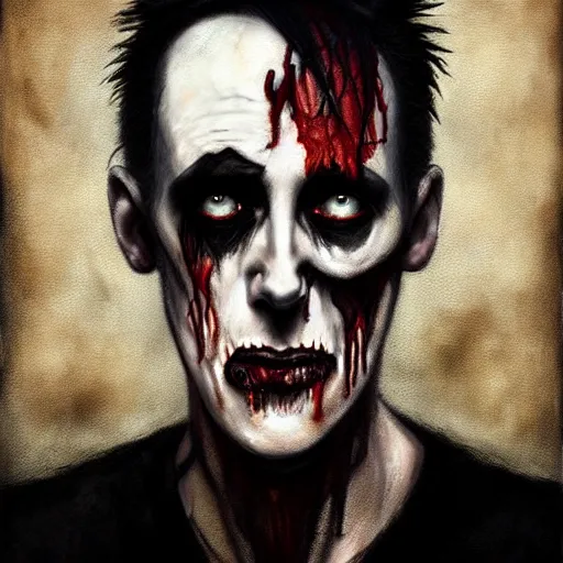 Image similar to color head portrait of young peter murphy from bauhaus as a zombie with black bat wings, 7 days to die zombie, gritty background, fine art, award winning, intricate, elegant, sharp focus, cinematic lighting, digital painting, 8 k concept art, art by michael hussar, art by brom, art by guweiz and z. w. gu, 8 k