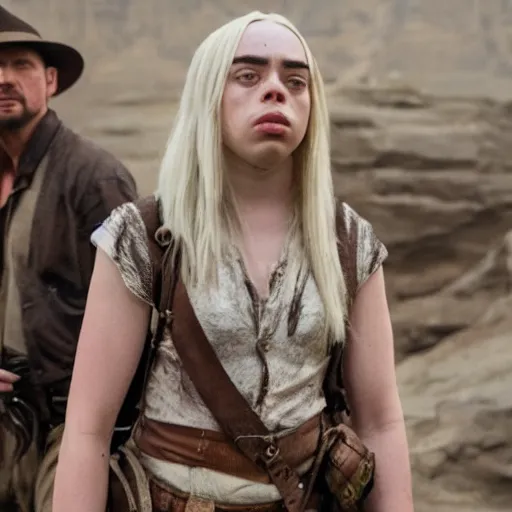 Image similar to movie still of billie eilish as indiana jones