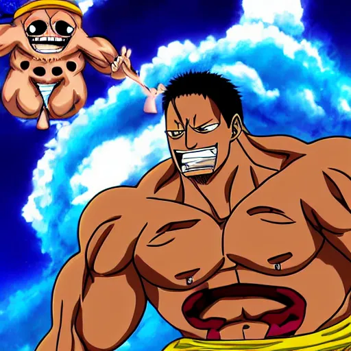 Image similar to dwayne johnson in the style of one piece anime