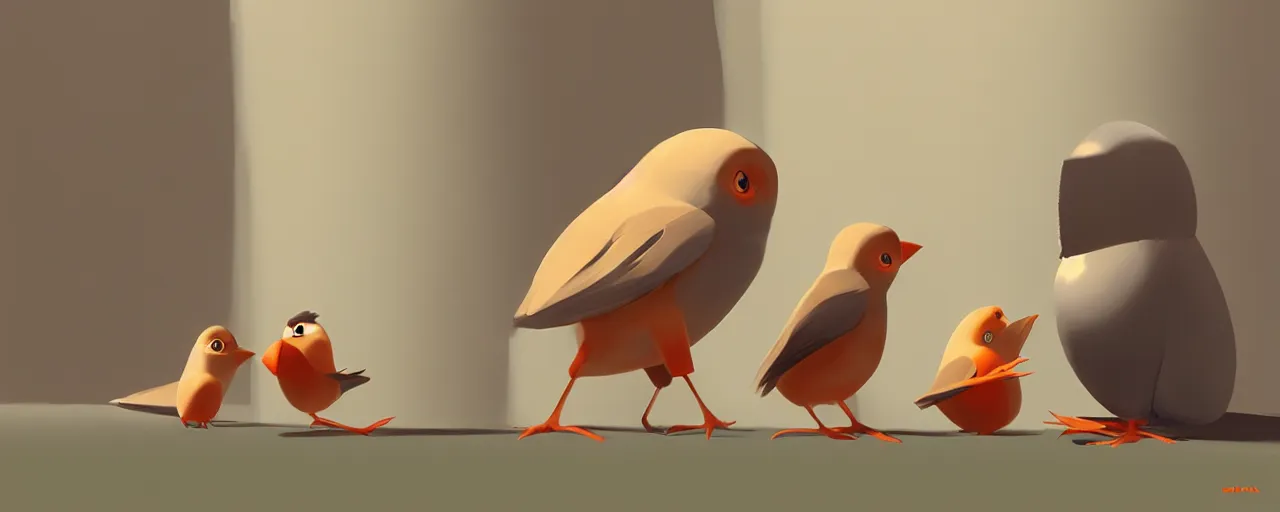 Image similar to gori fujita ilustration a game development studio, little worried birds are secretly talking close up painting by goro fujita, sharp focus, highly detailed, artstation