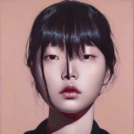 Prompt: Lee Jin-Eun by James Jean, rule of thirds, seductive look, beautiful