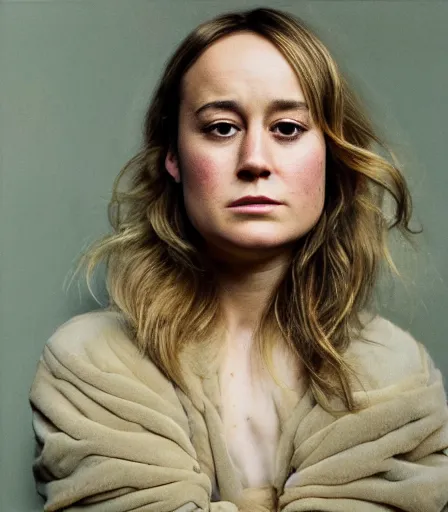 Prompt: a high quality, high detail, portrait photography of brie larson by andrew wyeth and kyle thompson