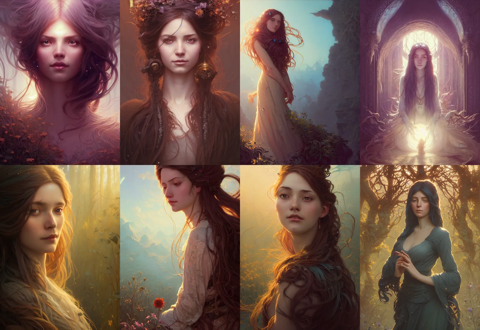 Image similar to highly detailed portrait of a woman with long hairs, stephen bliss, unreal engine, fantasy art by greg rutkowski, loish, rhads, ferdinand knab, makoto shinkai and lois van baarle, ilya kuvshinov, rossdraws, tom bagshaw, alphonse mucha, global illumination, radiant light, detailed and intricate environment