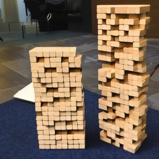 Prompt: Jenga tower designed by Frank Lloyd