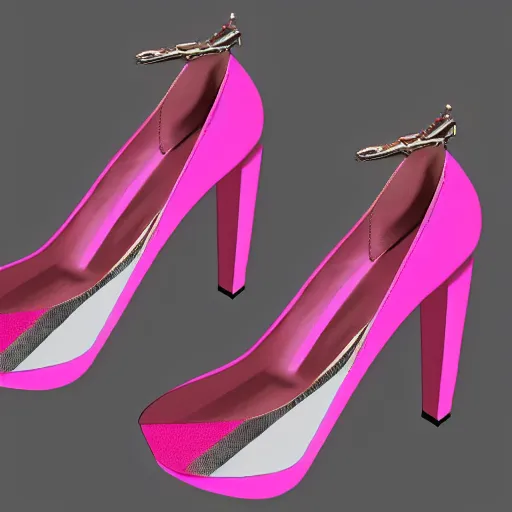 Image similar to pink leather 1 5 cm high heel shoes with 7 cm high platform with ankle stripe, photorealistic, beautiful, architecture, product design, clean, highly detailed, 8 k, ornate detail