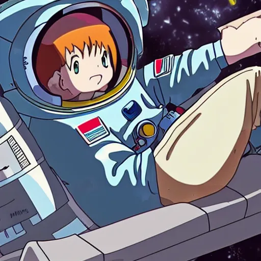 An Anime Astronaut Relaxing In Space Manga Character Stable