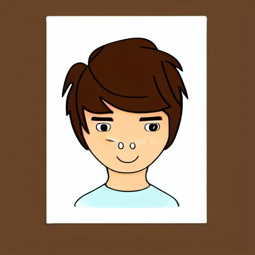 Image similar to simple colored sketch illustration boy with short side part light brown hair and brown eyes