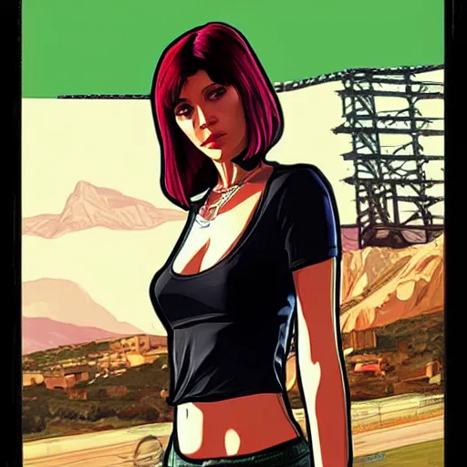 Prompt: Lisa Manoban in GTA V Art Cover