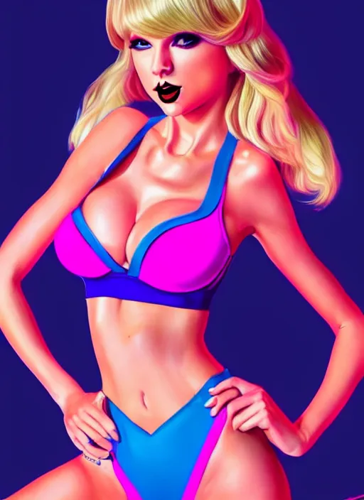 Prompt: Taylor Swift Cosplaying Lola Bunny, modeling, posing, playboy bunny, two piece workout clothes, training bra, quality lighting, vibrant colors, maximalism, ultra facial detail, photograph of Taylor Swift, Tooth Wu Artgerm WLOP artstation deviantart, 8k, fanart, extreme aesthetic