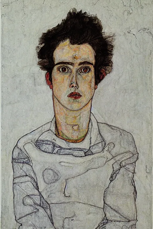 Image similar to drawing portrait of teenager by Egon Schiele