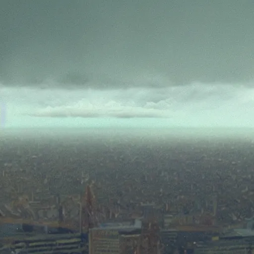 Image similar to scp - 1 1 2 4 1 7, strange creature in the sky above london, film still from the movie directed by denis villeneuve with art direction by zdzisław beksinski, close up, telephoto lens