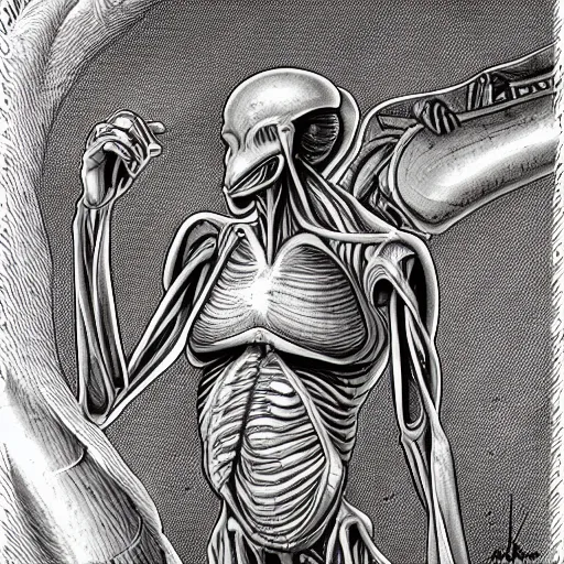 Prompt: alien anatomy by frank netter