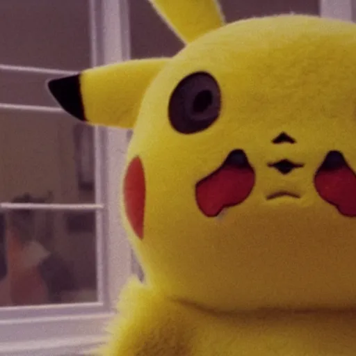 Prompt: A still of Pikachu in The Shining (1980)