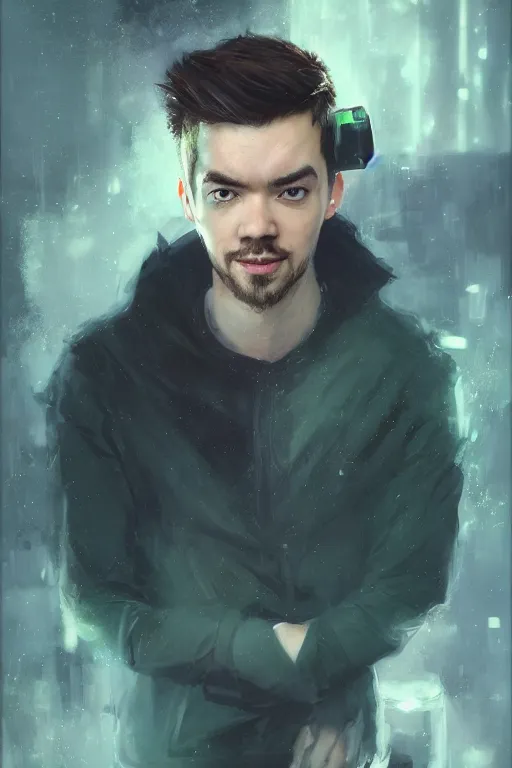 Prompt: a fancy portrait of the YouTuber jacksepticeye by Greg Rutkowski, Sung Choi, Mitchell Mohrhauser, Maciej Kuciara, Johnson Ting, Maxim Verehin, Peter Konig, 8k photorealistic, cinematic lighting, HD, high details, atmospheric,