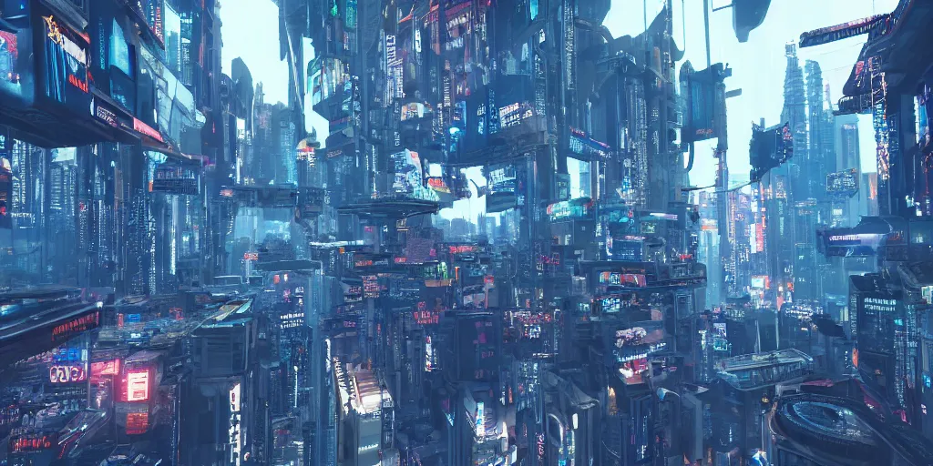 Image similar to Flying through a cyberpunk city, CGI, Imax