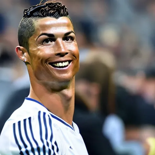 cristiano ronaldo smiling sitting on the bench and | Stable Diffusion ...