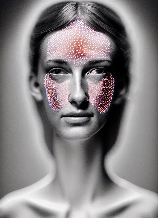 Image similar to Kodak Portra 400, 8K, soft light, volumetric lighting, highly detailed, britt marling style 3/4 , portrait photography of a beautiful woman by Giovanni Gastel, face merging with jellyfishes, symbolic metamorphosis complex 3d render , 150 mm lens, art nouveau fashion embroidered,bust with intricate underwaters details, elegant, hyper realistic, ultra detailed, octane render, underwater soft colours, emotionally evoking, head in focus, fantasy, elegant, soft light, volumetric lighting, highly detailed, Refined, Highly Detailed, soft pastel lighting colors scheme, fine art photography, Hyper realistic, photo realistic