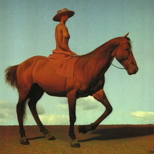 Image similar to offerings for the horse goddess by george stubbs by frederic remington by magritte