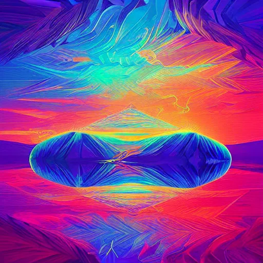 Image similar to psychedelic abstract digital artwork reminiscent of album covers from the 70's in the art style of Alena Aenami, Marcel Marcel and Metzinger