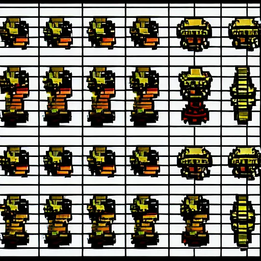 Prompt: sprite sheet, pixel art, 1 6 - bit dungeon crawler