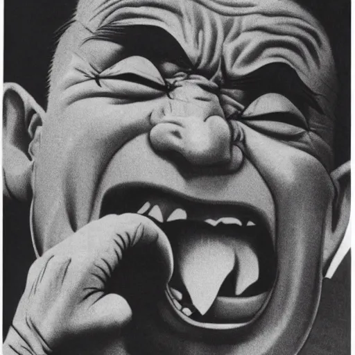 Prompt: mad man screaming, by yoichi hatakenaka, masao saito