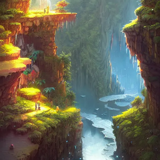 Prompt: a gorge made of crystal by jordan grimmer