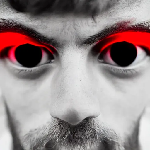 Image similar to a man with red glowing eyes