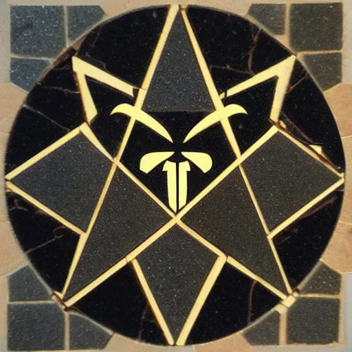 Image similar to punisher symbol in the form of a masonic tile floor mosaic in the form of punisher symbol in masonic temple