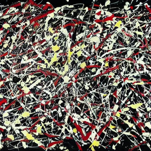 Prompt: jackson pollock painting, where is wally