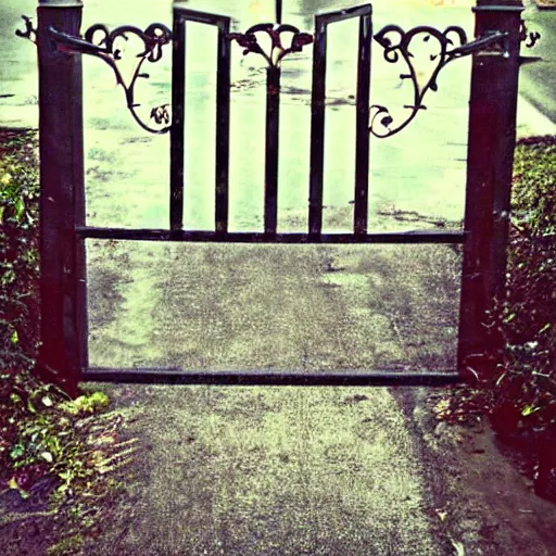 Prompt: I walk between this gates, in wonder at what lies ahead