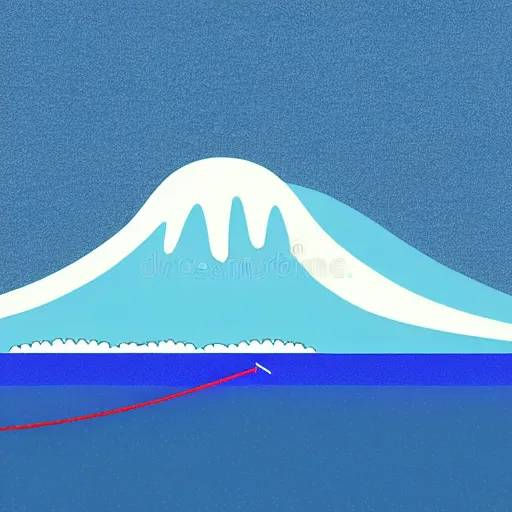 Image similar to giant tsunami wave that is 20 miles high, approaching about to crash into a small coastal town. miniature buildings compared to giant waves are so tall, they seem to touch the sky, large scale image, color vector illustration