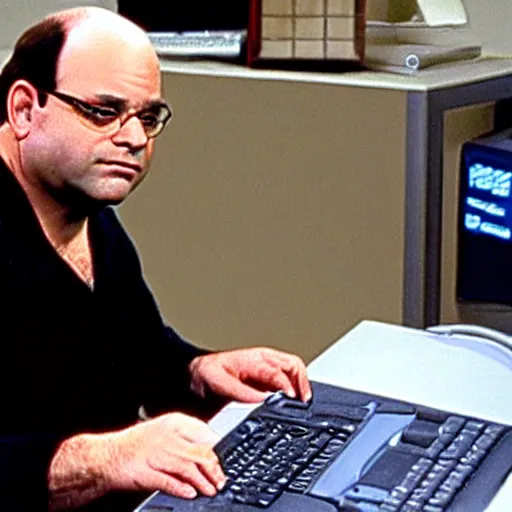 Image similar to George Costanza playing games on his pc